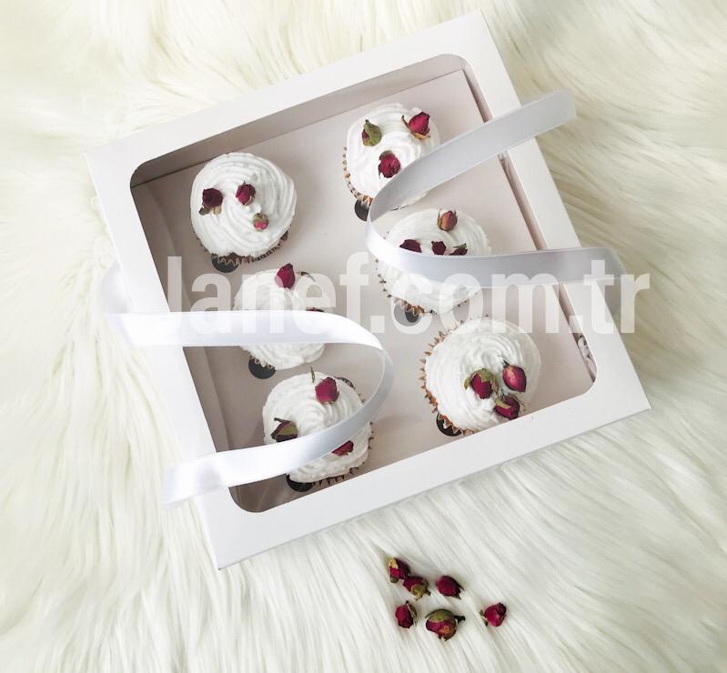 25x25x10 Cupcake Taşıma Kutusu Pencereli 6'lı — galeri görseli