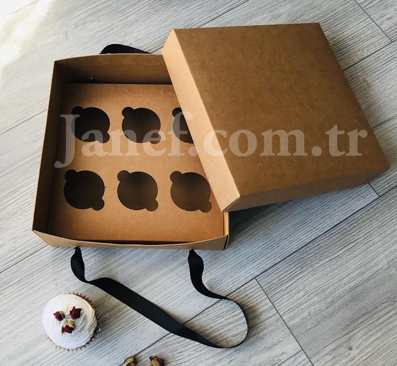 25x25x10 Cupcake Taşıma Kutusu 6'lı — galeri görseli