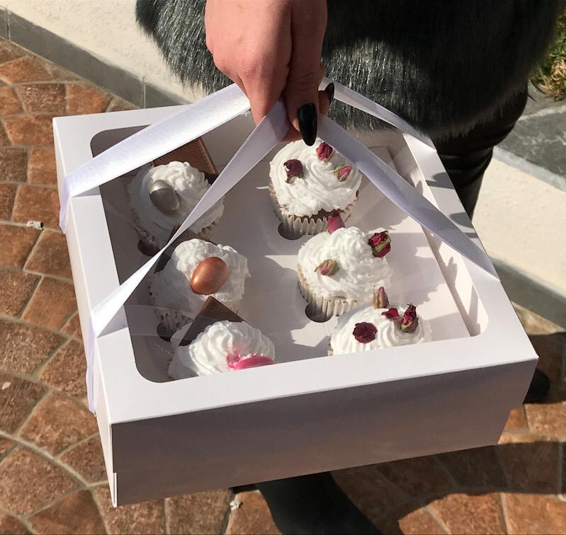 25x25x10 Cupcake Taşıma Kutusu Pencereli 6'lı — galeri görseli