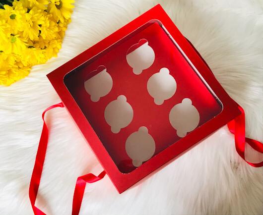 25x25x10 Cupcake Taşıma Kutusu Pencereli 6'lı — galeri görseli