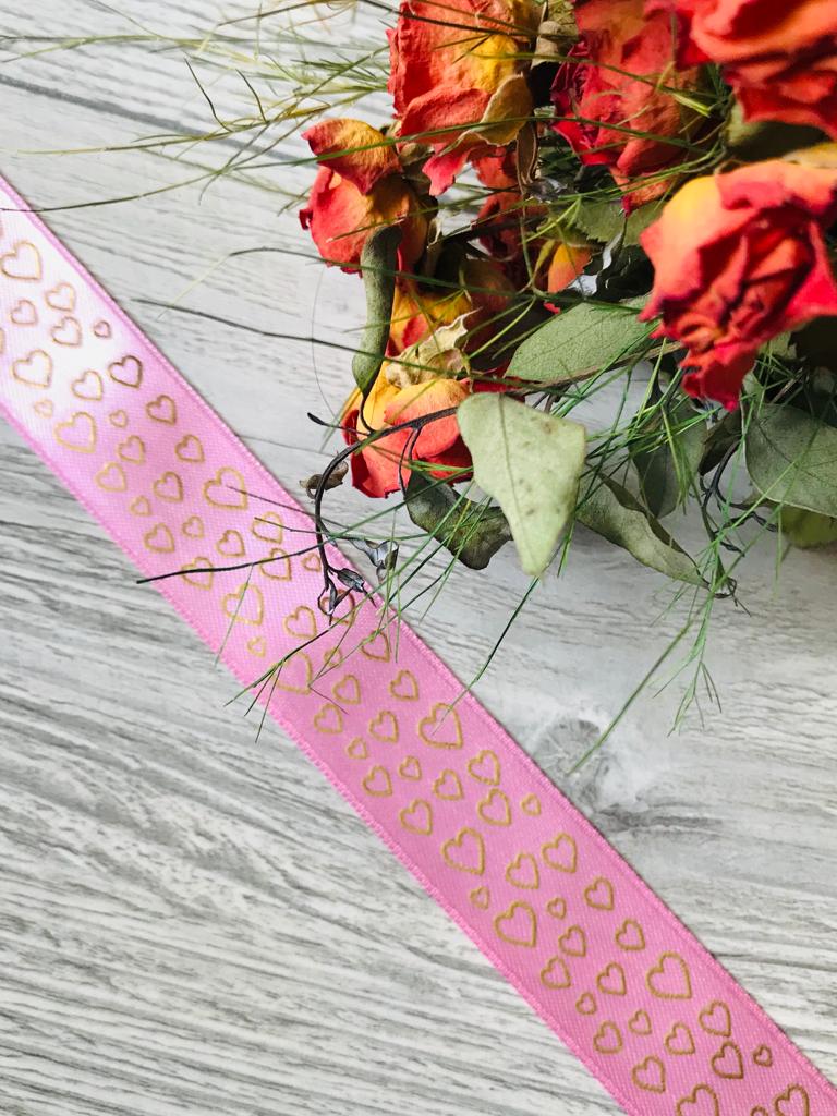 Kurdele Saten Kalp Desen Pembe Küçük — ürün görseli