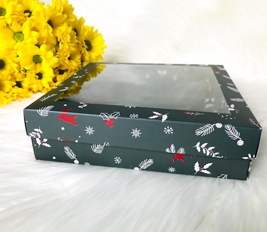 20x20x5 Pencereli Karton Kutu Yılbaşı — galeri görseli