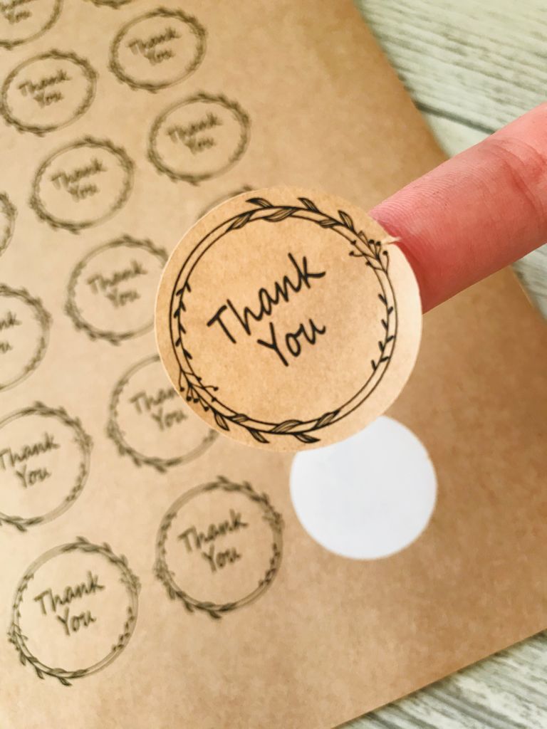 Kraft Yapışkanlı Sticker,thank you çerçeveli — ürün görseli