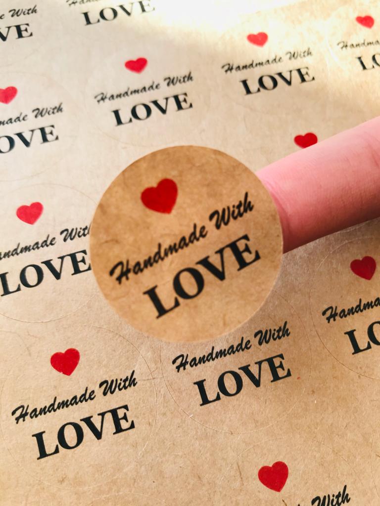 Kraft Yapışkanlı Sticker,handmade with love — ürün görseli