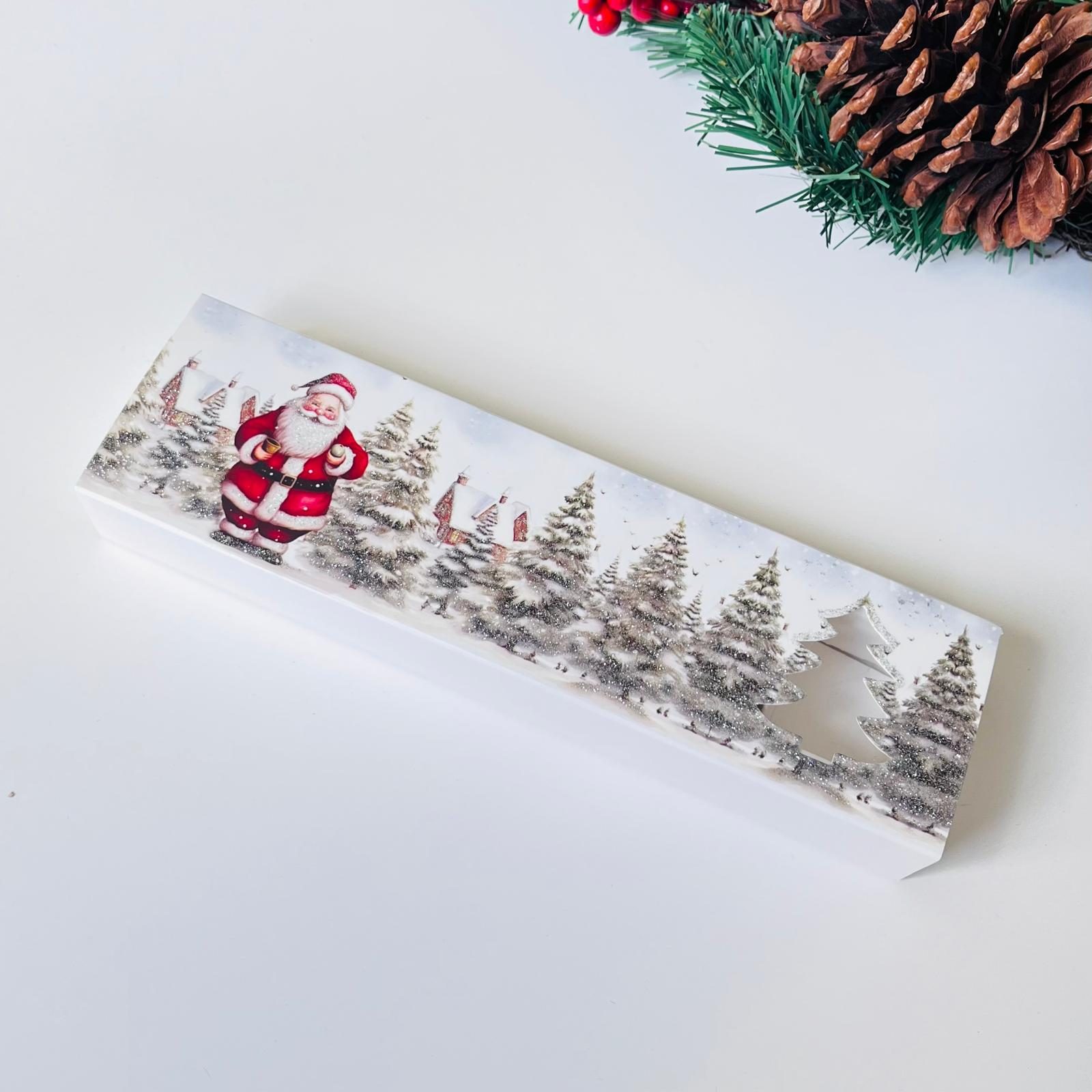 5 Bölmeli Karton Sürgülü Çikolata Kutusu-Simli Noel Baba — galeri görseli