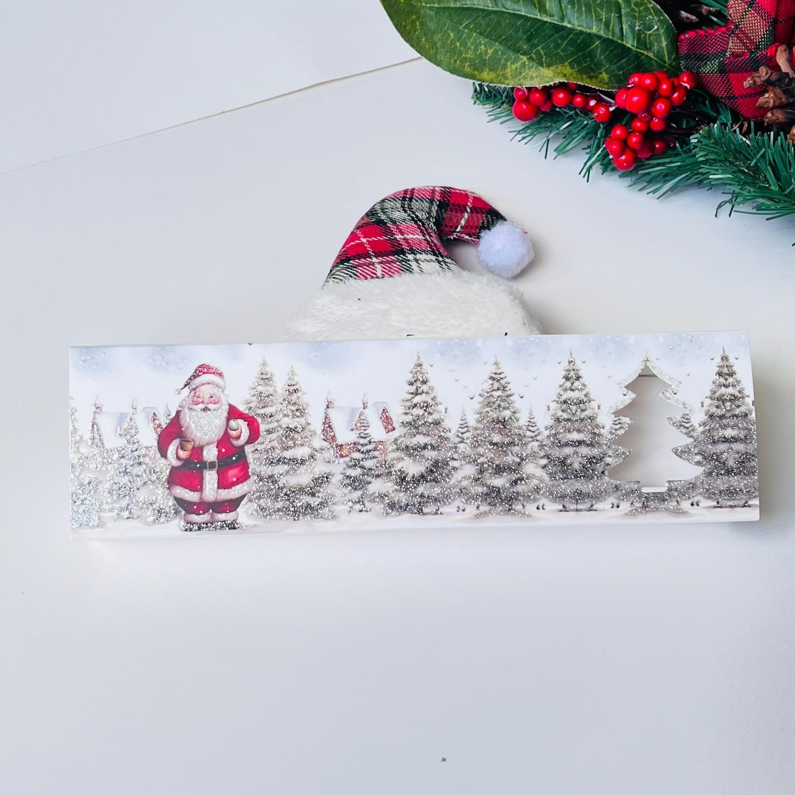 5 Bölmeli Karton Sürgülü Çikolata Kutusu-Simli Noel Baba — galeri görseli