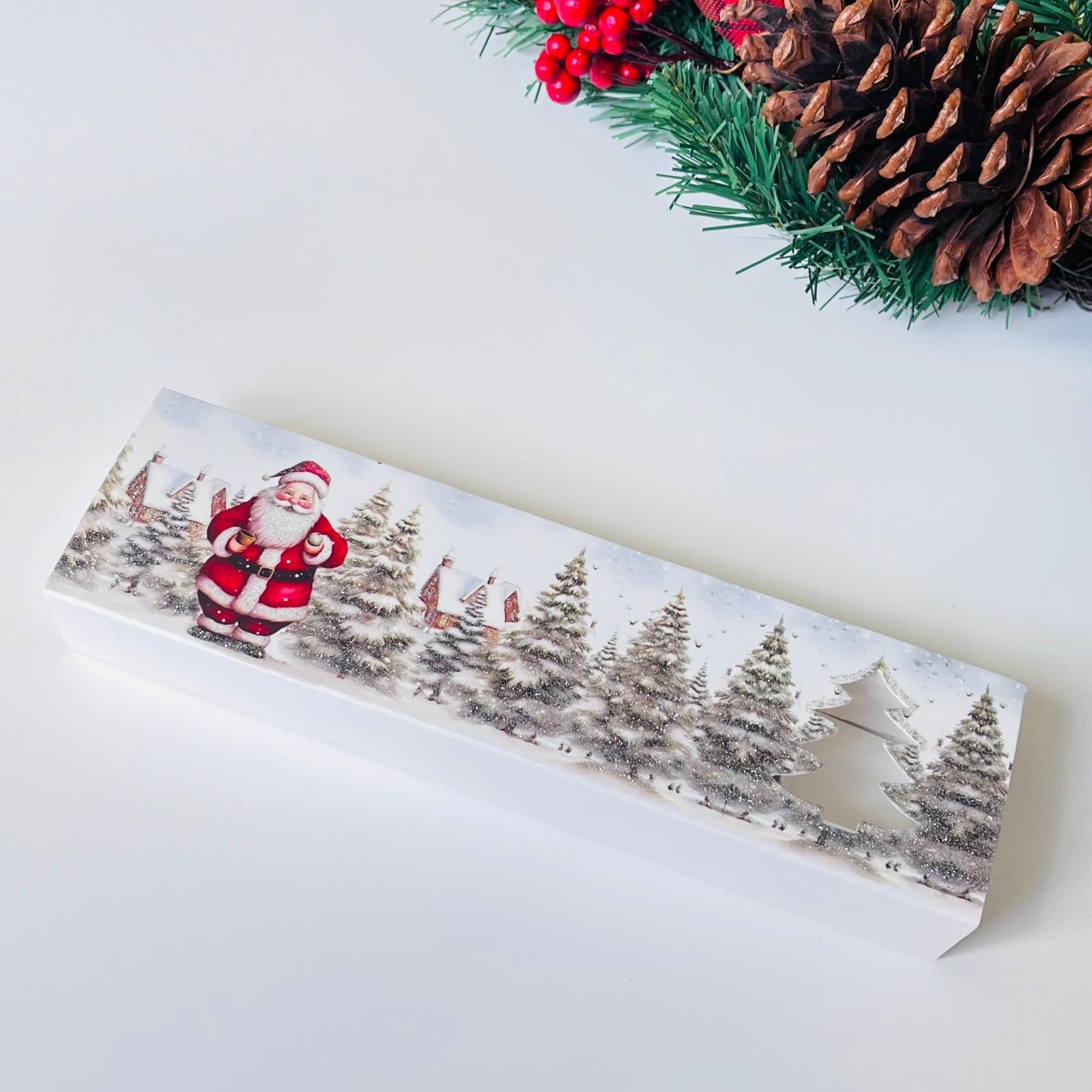 5 Bölmeli Karton Sürgülü Çikolata Kutusu-Simli Noel Baba — galeri görseli